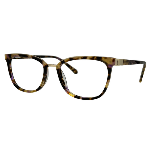 Óculos gatinho tartaruga com armação em acetato leve e resistente. Imagem destacando o design moderno e as lentes transparentes, compatíveis com diferentes graus e tratamentos.