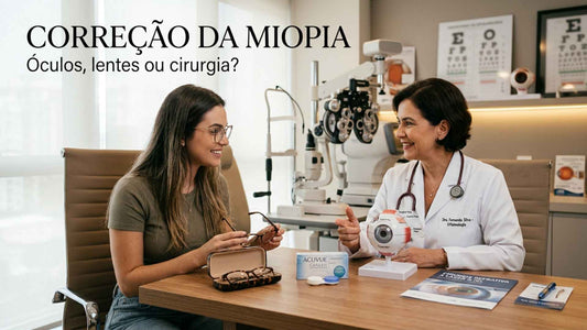 Correção de miopia: óculos, lentes de contato e cirurgia