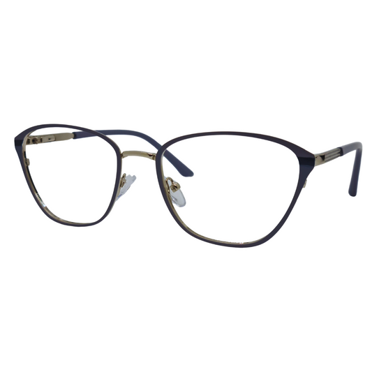 Óculos gatinho quadrado lilás com armação em acetato leve e resistente. Imagem destacando o design moderno e as lentes transparentes, compatíveis com diferentes graus e tratamentos.